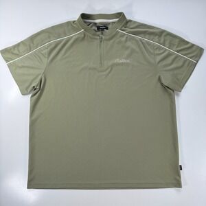 MALBON Golf Jackson Performance Polo Sage Green Mens XL Tech Tee T-Shirt Zip